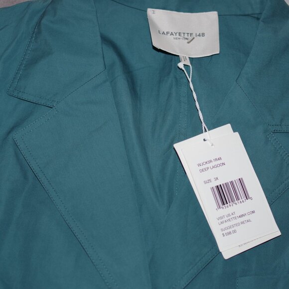 Lafayette 148 NY deep lagoon jacket womens Cotton button  jacket blazer Size:3X - Picture 3 of 6